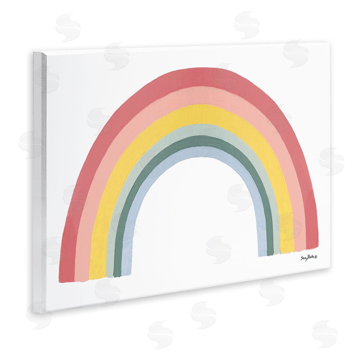 Sara Baker Casual Arched Rainbow Mixed Stripes Painting Wall Plaque Art Print