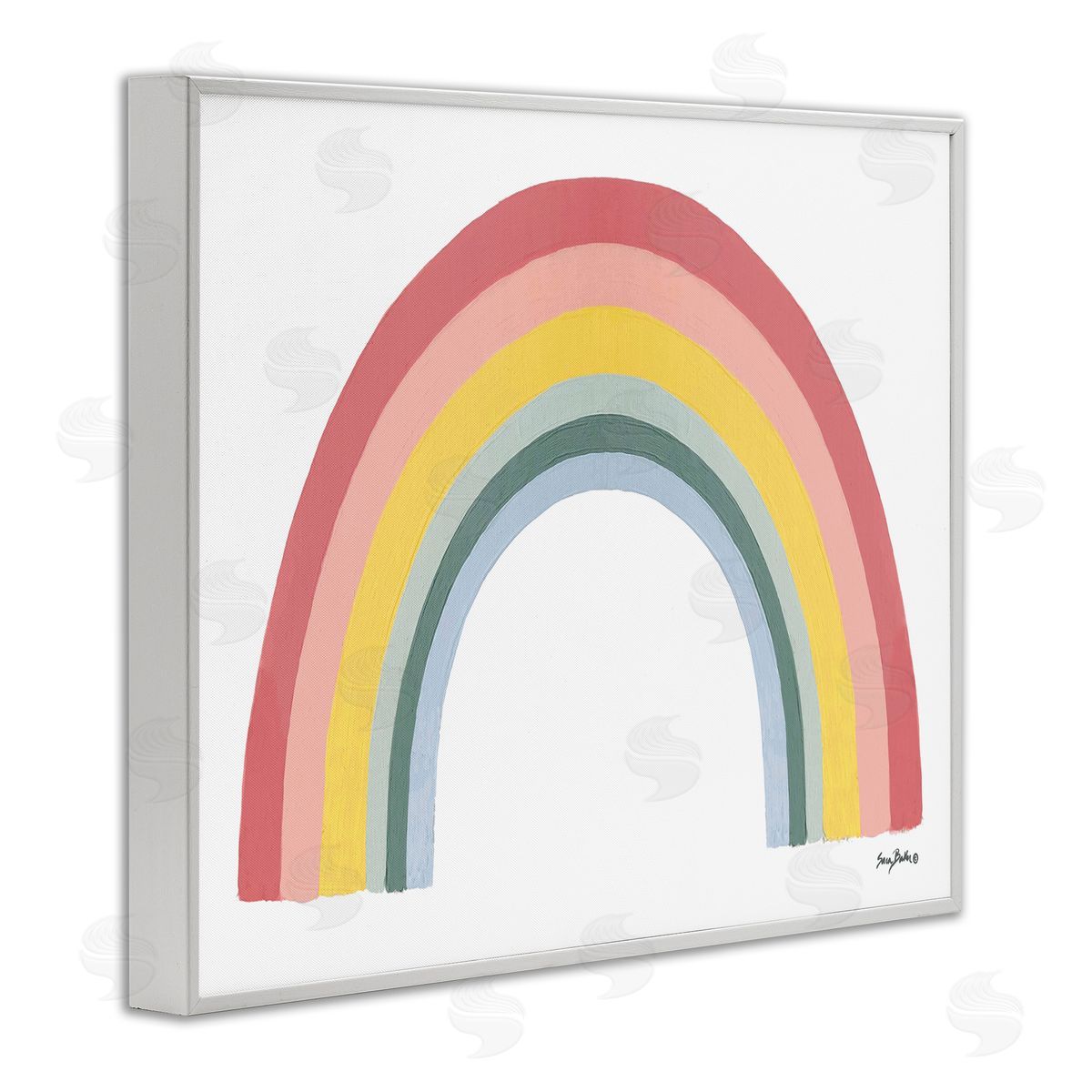 Sara Baker Casual Arched Rainbow Mixed Stripes Painting White Framed Giclee Wall Art Print