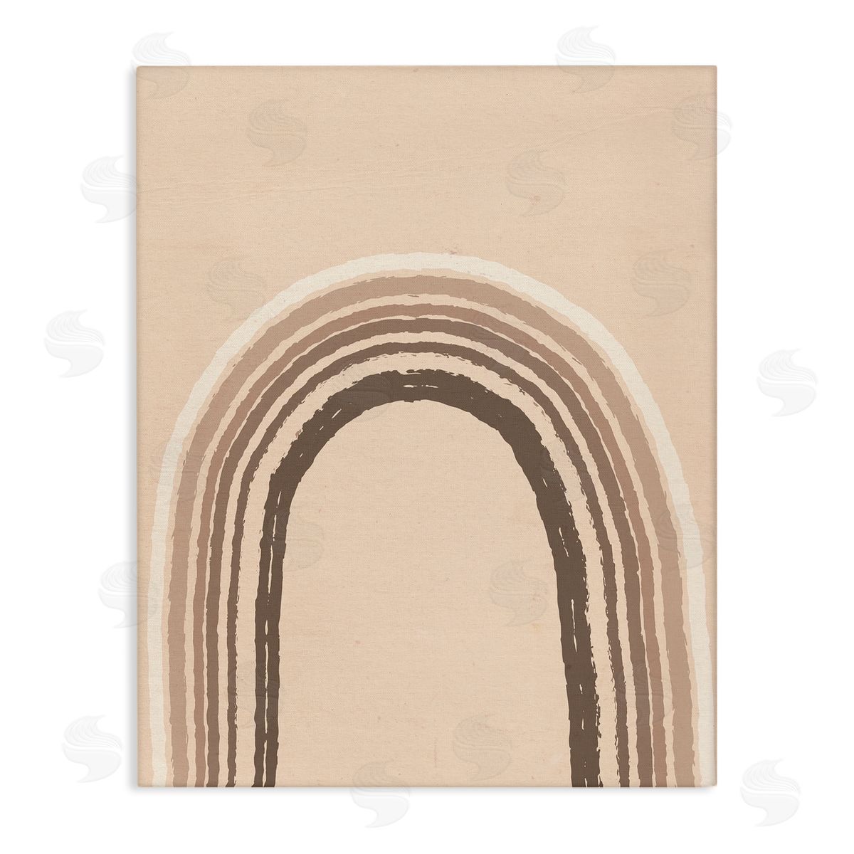 Caroline Alfreds Boho Rainbow Arched Stripes Neutral Brown Tones Stretched Canvas Wall Art Print