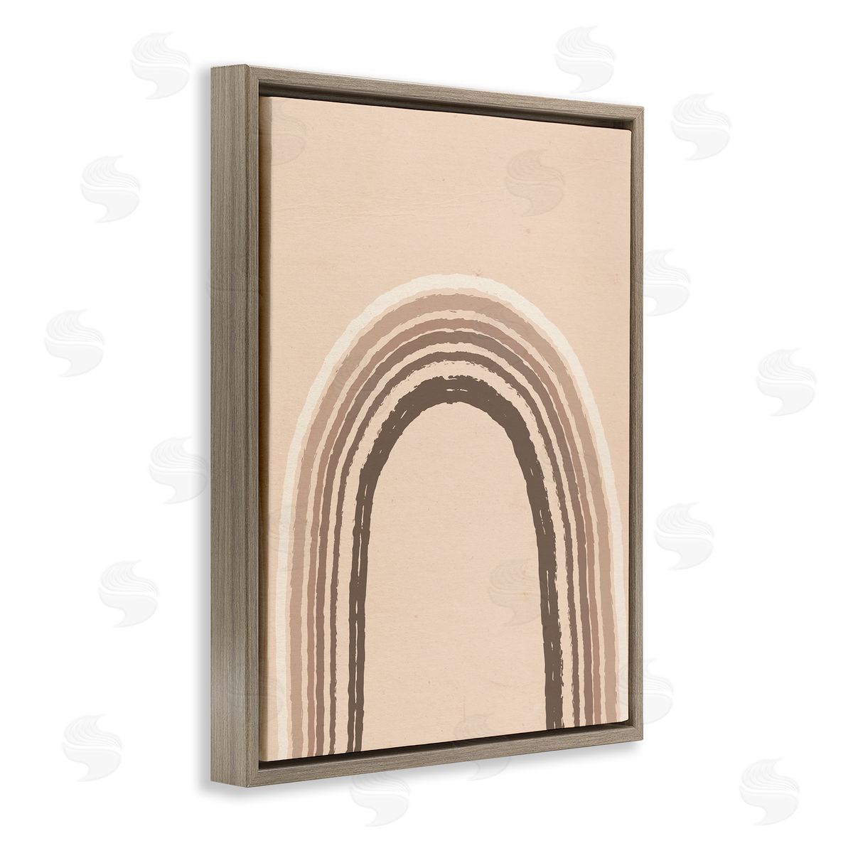 Caroline Alfreds Boho Rainbow Arched Stripes Neutral Brown Tones Brown Floating Frame Canvas Wall Art Print