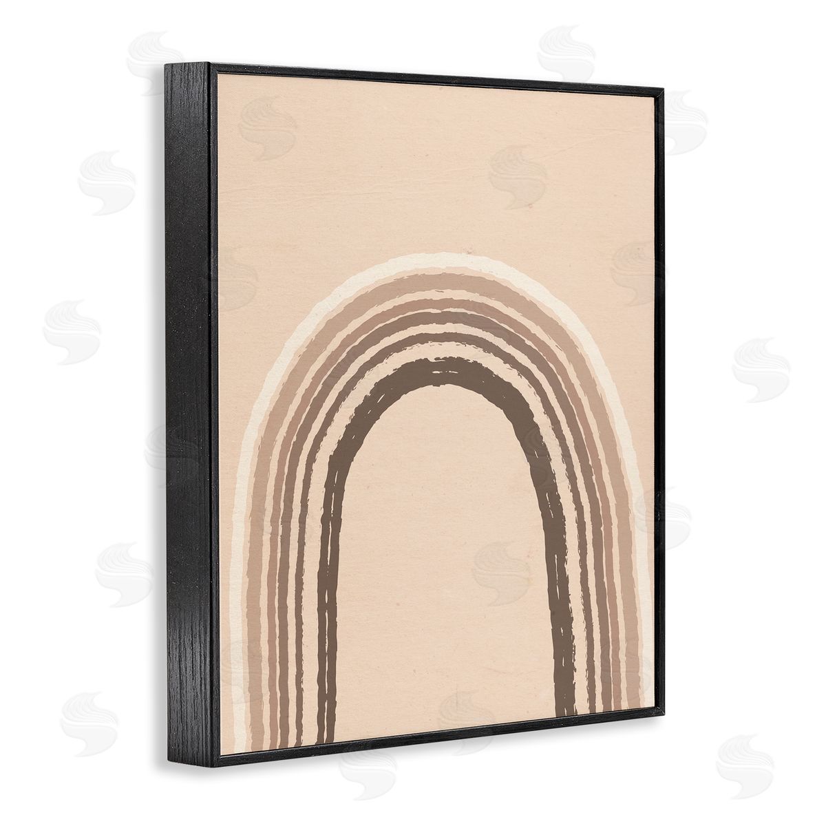 Caroline Alfreds Boho Rainbow Arched Stripes Neutral Brown Tones Black Framed Giclee Wall Art Print