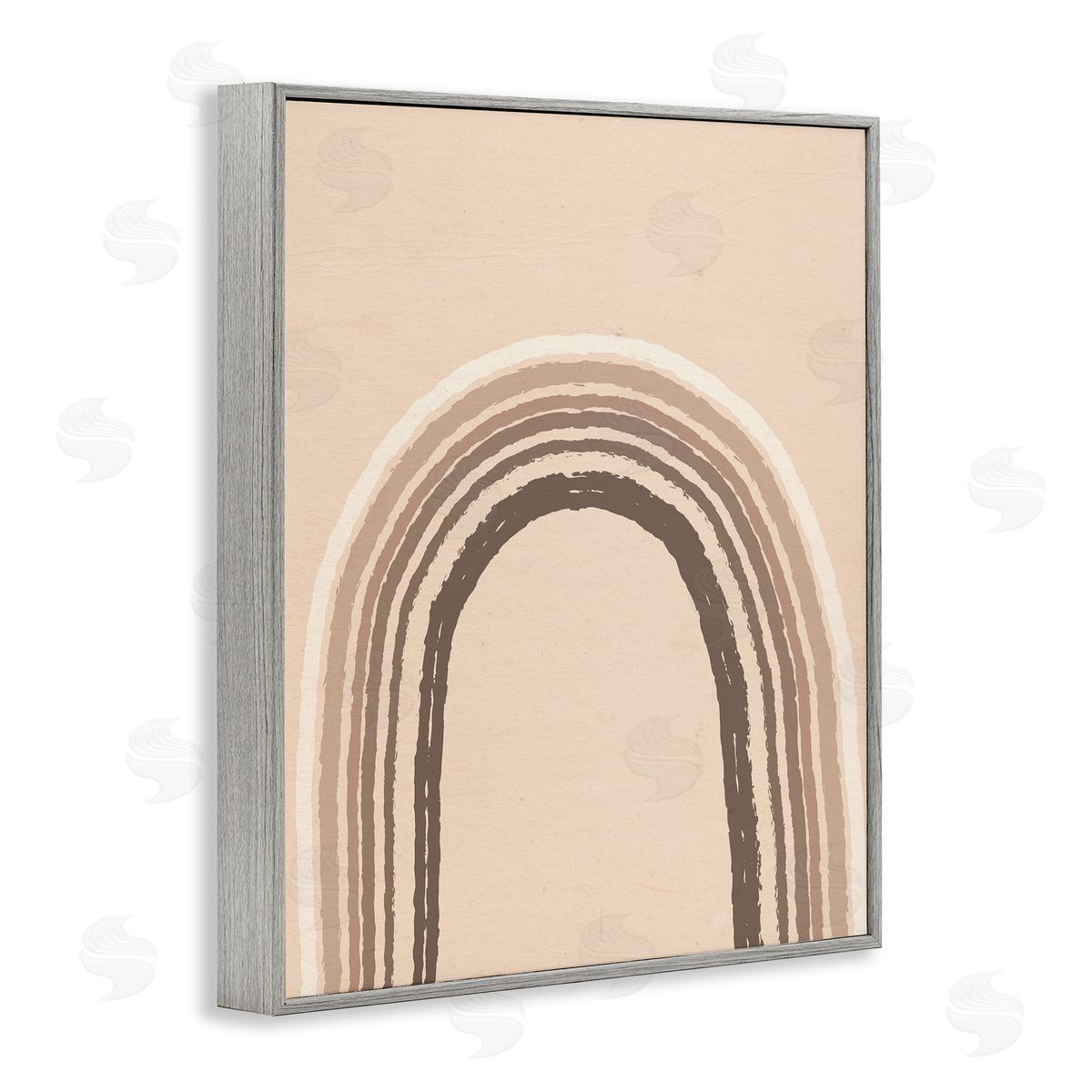 Caroline Alfreds Boho Rainbow Arched Stripes Neutral Brown Tones Gray Framed Giclee Wall Art Print
