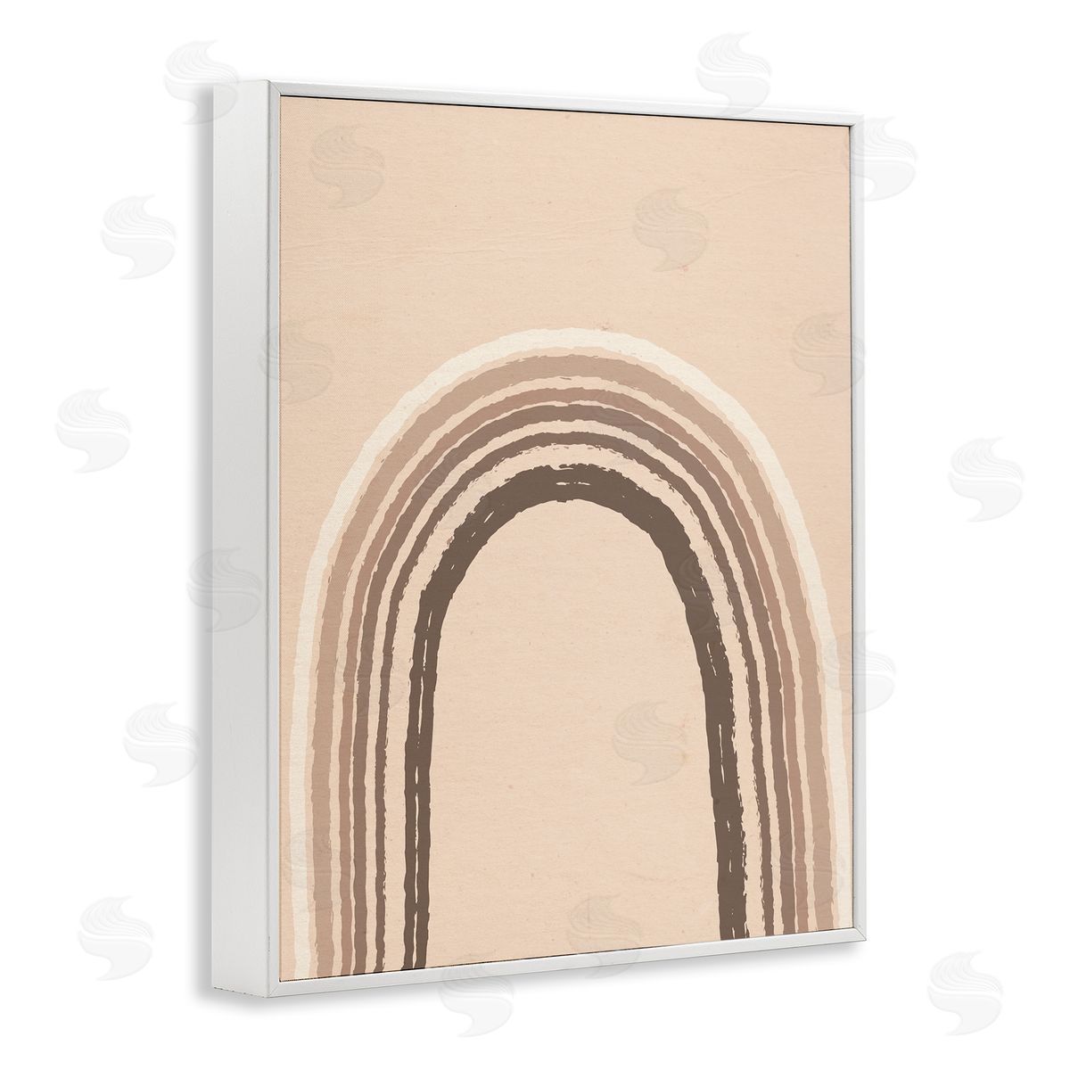 Caroline Alfreds Boho Rainbow Arched Stripes Neutral Brown Tones White Framed Giclee Wall Art Print