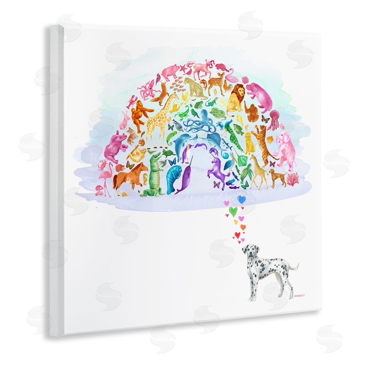 Dishique Bright Rainbow Animals Dalmation Dream Arch Shape  Wooden Wall Plaque Art Print