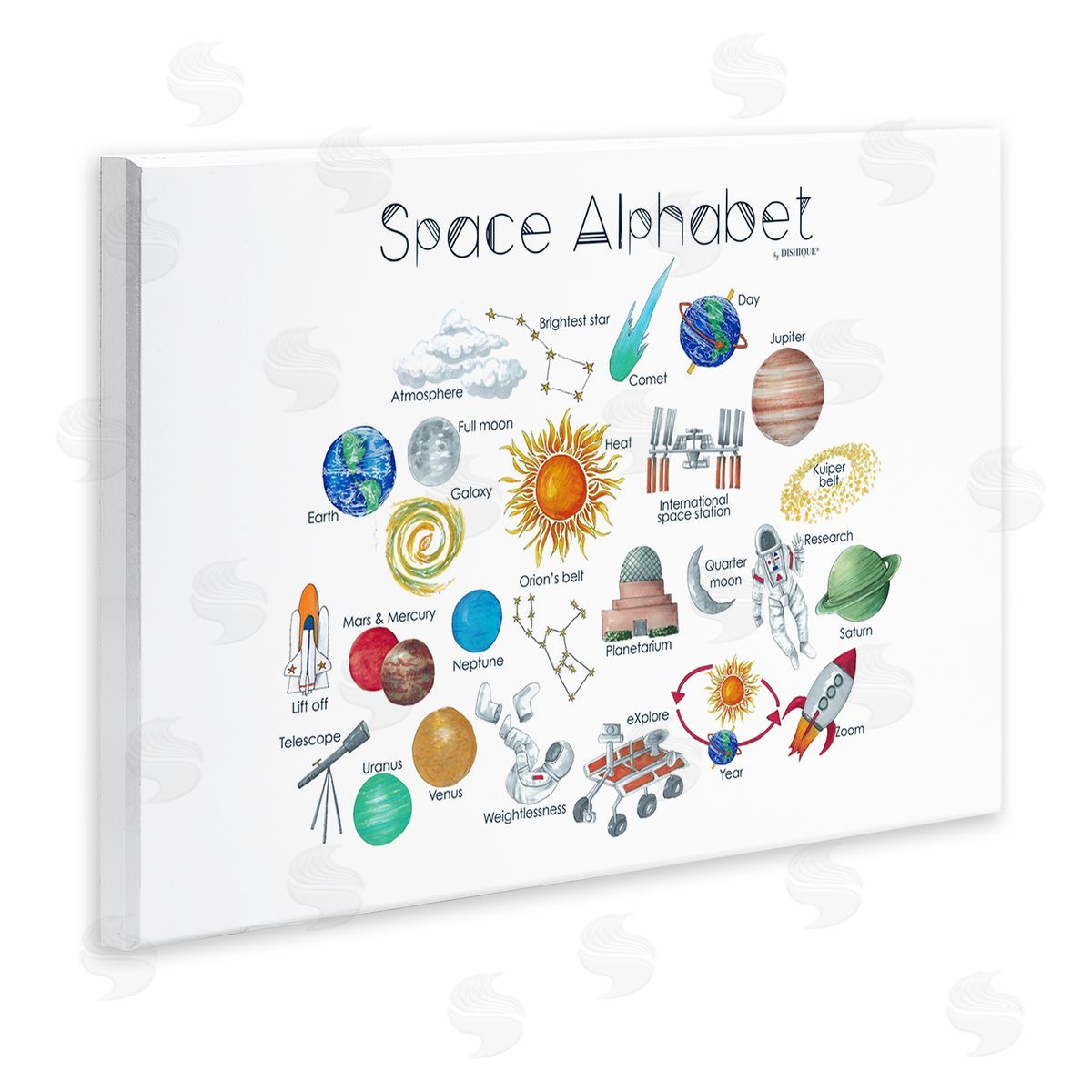 Dishique Outer Space Educational Alphabet Kids Learning Chart Wall Plaque Art Print