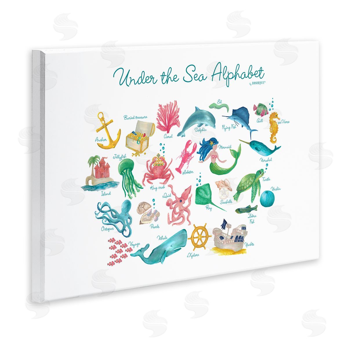 Dishique Under the Sea Educational Alphabet Sea Life Learning Wall Plaque Art Print
