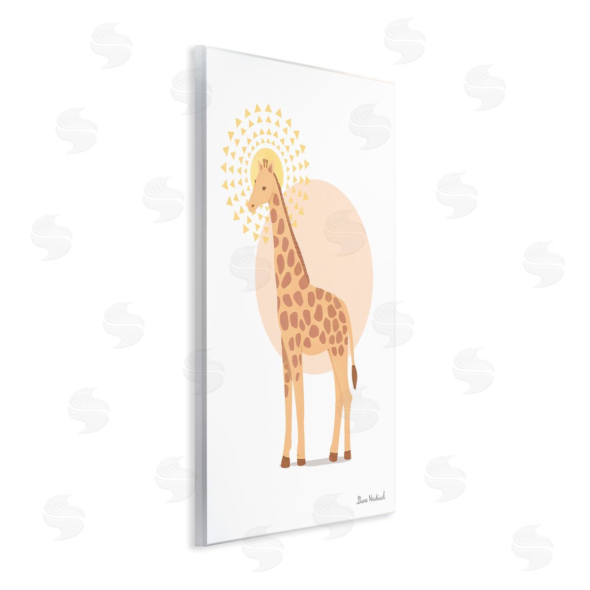 Diane Neukirch Graceful Giraffe Geometric Sun Pattern Animal Illustration Wall Plaque Art Print