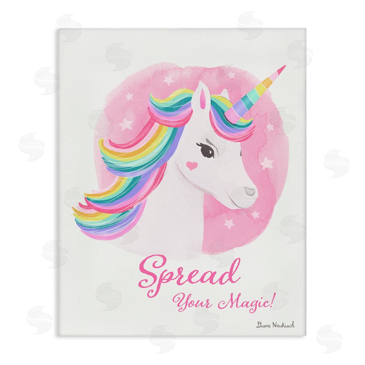 Diane Neukirch Spread Your Magic Fantasy Rainbow Unicorn Mane  Stretched Canvas Wall Art Print