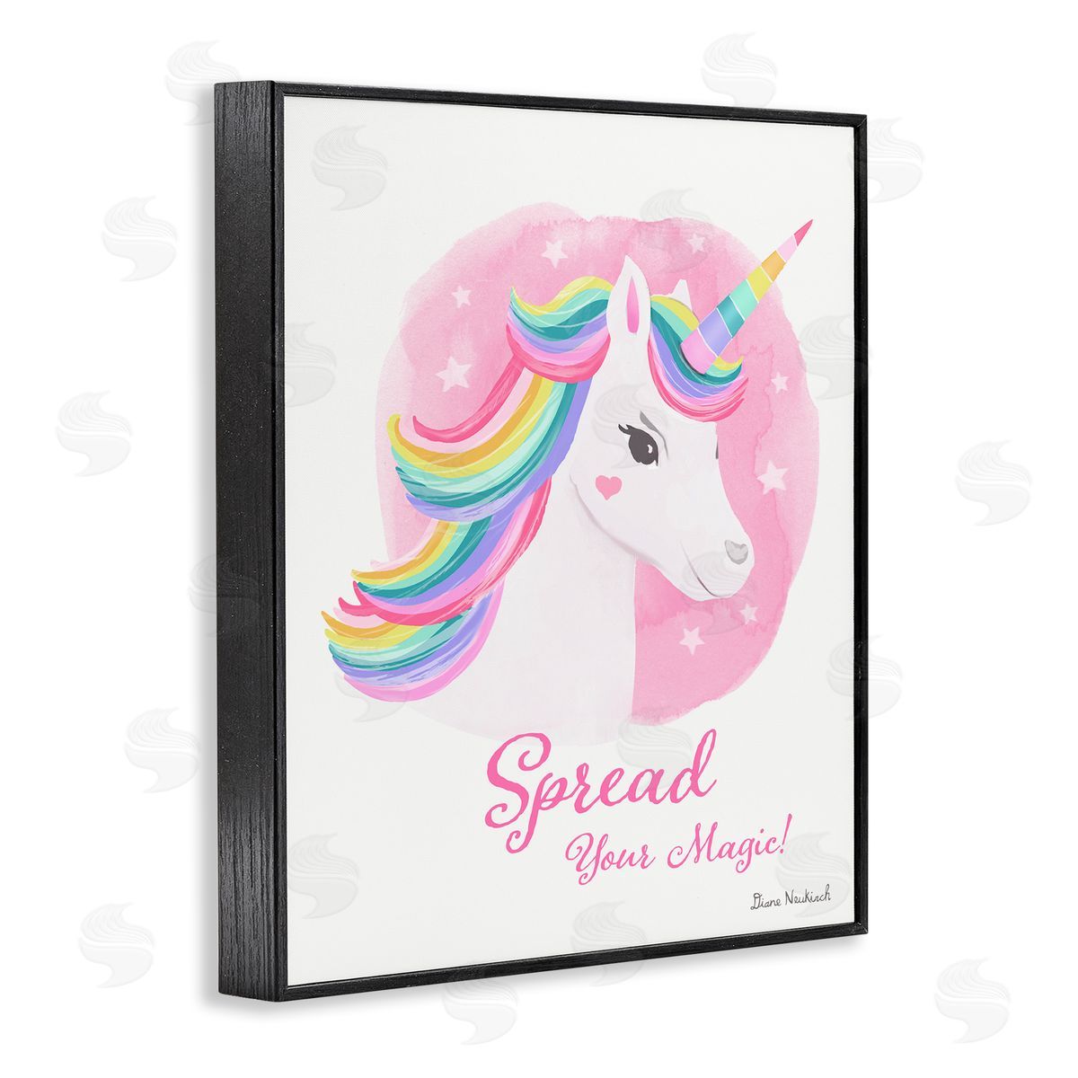 Diane Neukirch Spread Your Magic Fantasy Rainbow Unicorn Mane  Black Framed Giclee Wall Art Print