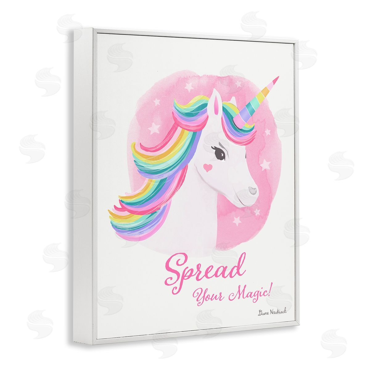 Diane Neukirch Spread Your Magic Fantasy Rainbow Unicorn Mane  White Framed Giclee Wall Art Print