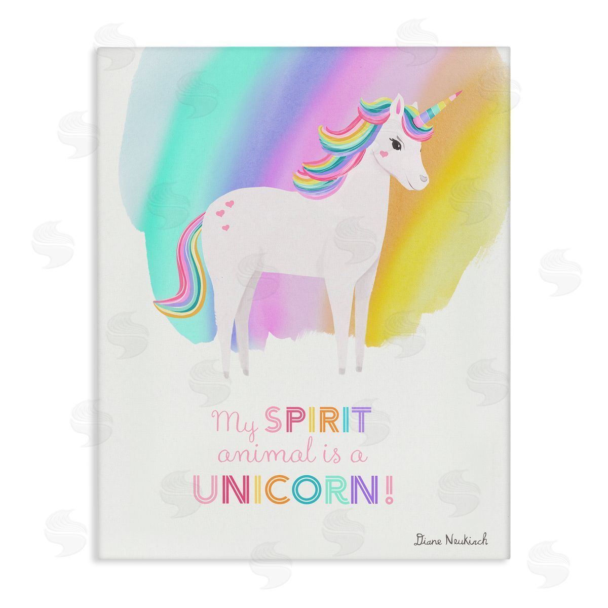 Diane Neukirch Unicorn Spirit Animal Vivid Fantasy Rainbow Pony Stretched Canvas Wall Art Print