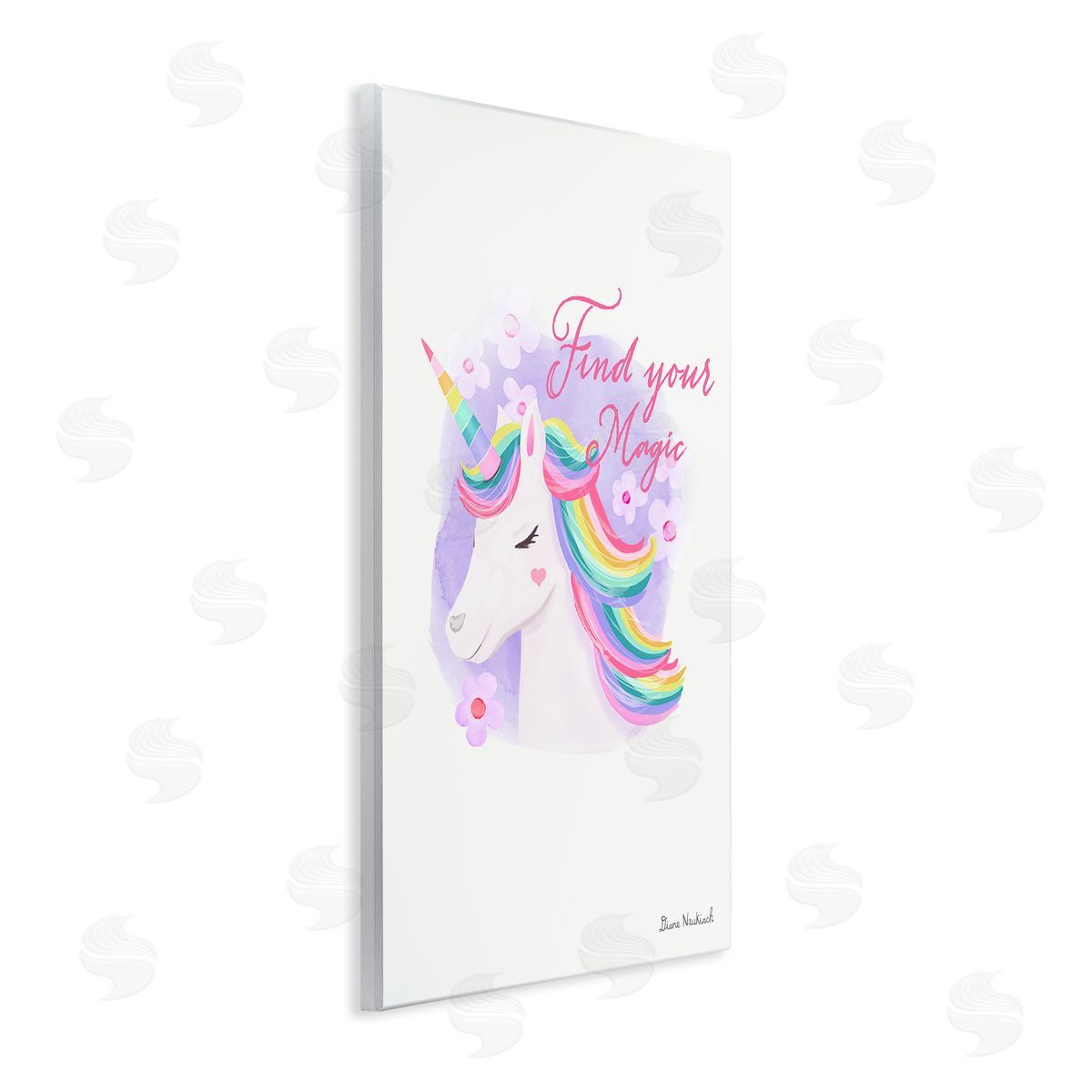 Diane Neukirch Find Your Magic Bold Rainbow Floral Unicorn Mane Wall Plaque Art Print