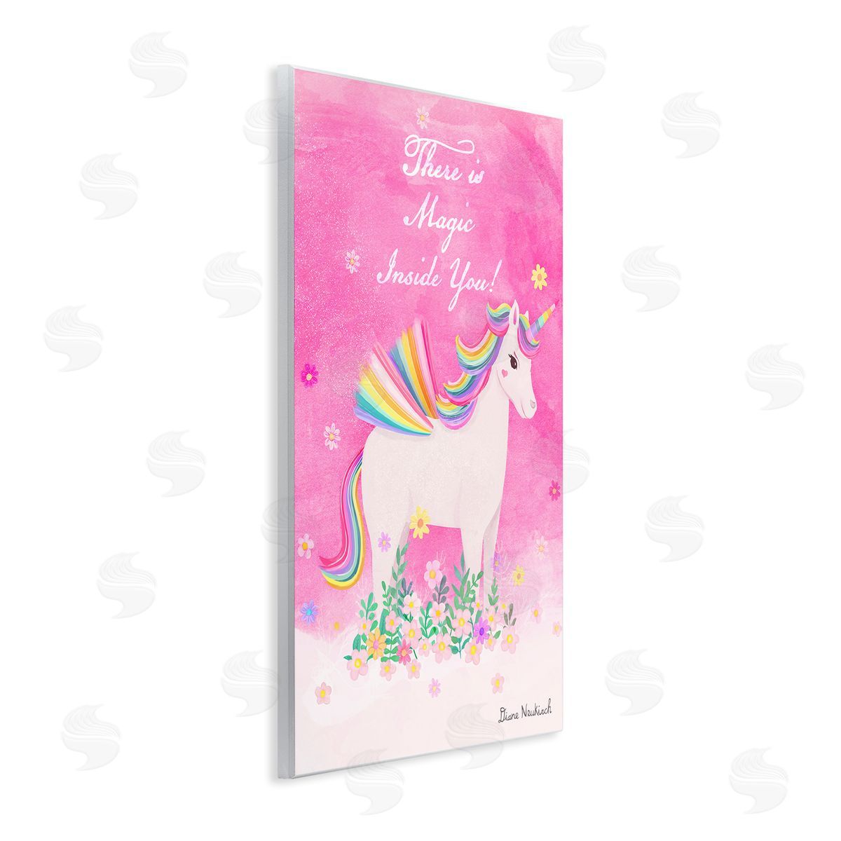 Diane Neukirch Magic Inside You Motivational Unicorn Quote Botanical Blossoms Wall Plaque Art Print