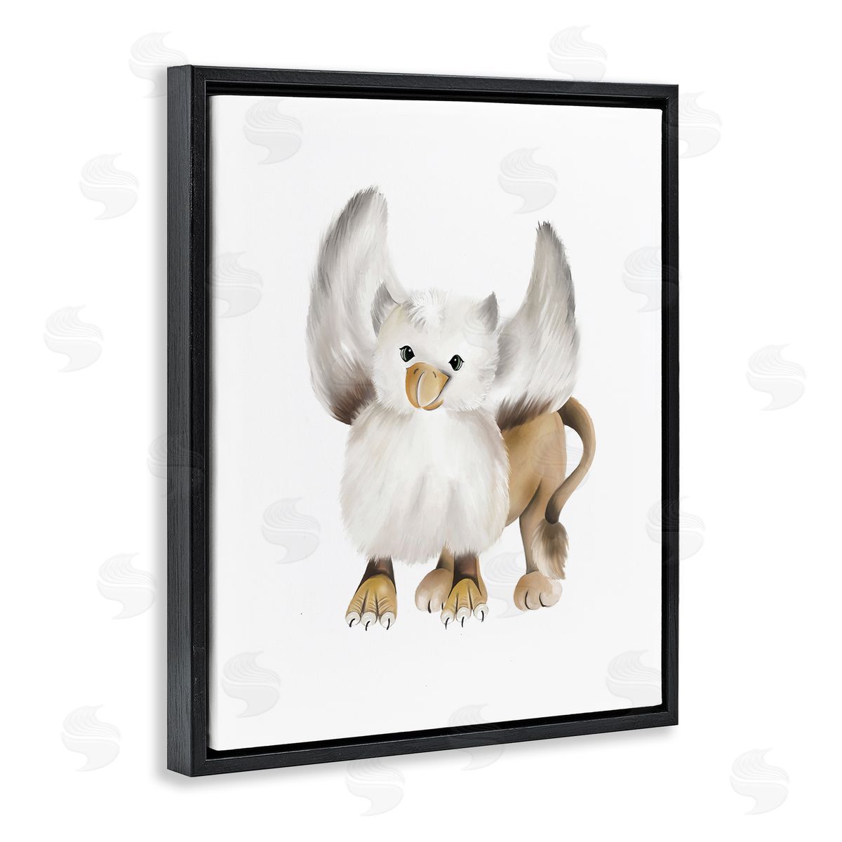 Studio Q Mythical Fantasy Creature Winged Hippogriff Painting Black Floating Frame Canvas Wall Art Print