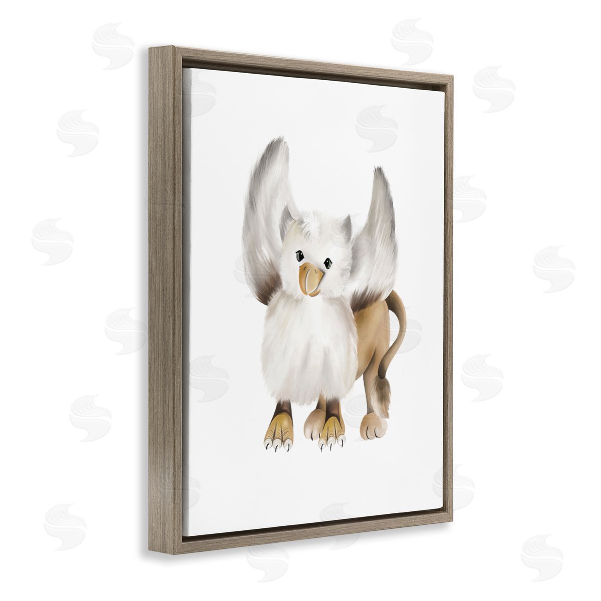 Studio Q Mythical Fantasy Creature Winged Hippogriff Painting Brown Floating Frame Canvas Wall Art Print