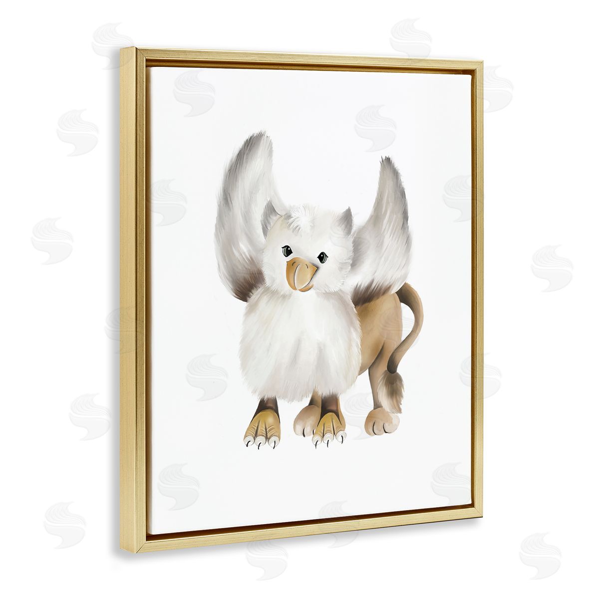 Studio Q Mythical Fantasy Creature Winged Hippogriff Painting Gold Floating Frame Canvas Wall Art Print