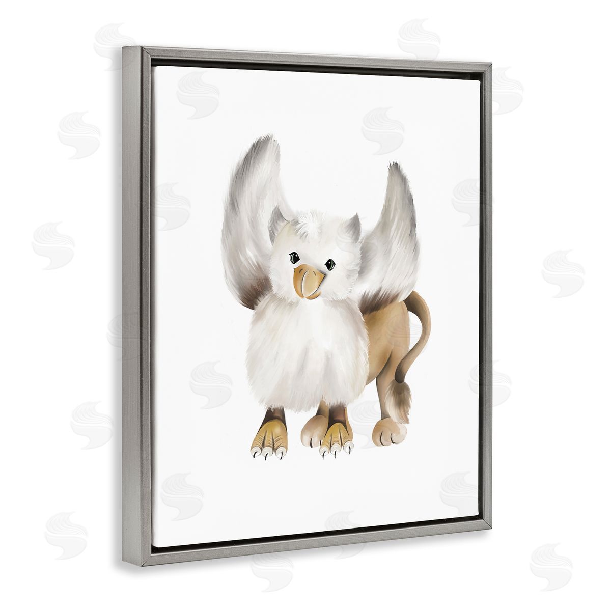 Studio Q Mythical Fantasy Creature Winged Hippogriff Painting Gray Floating Frame Canvas Wall Art Print