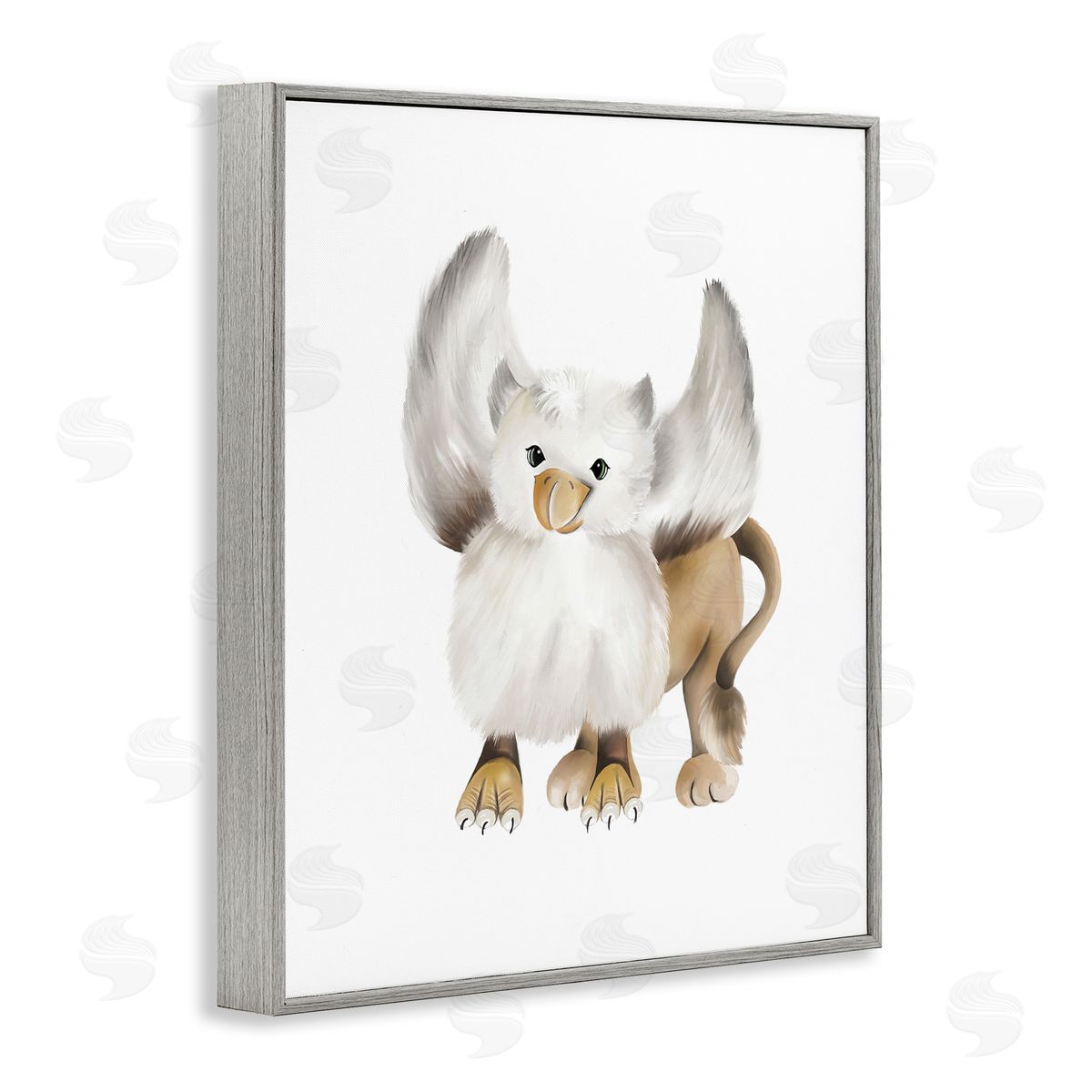 Studio Q Mythical Fantasy Creature Winged Hippogriff Painting Gray Framed Giclee Wall Art Print