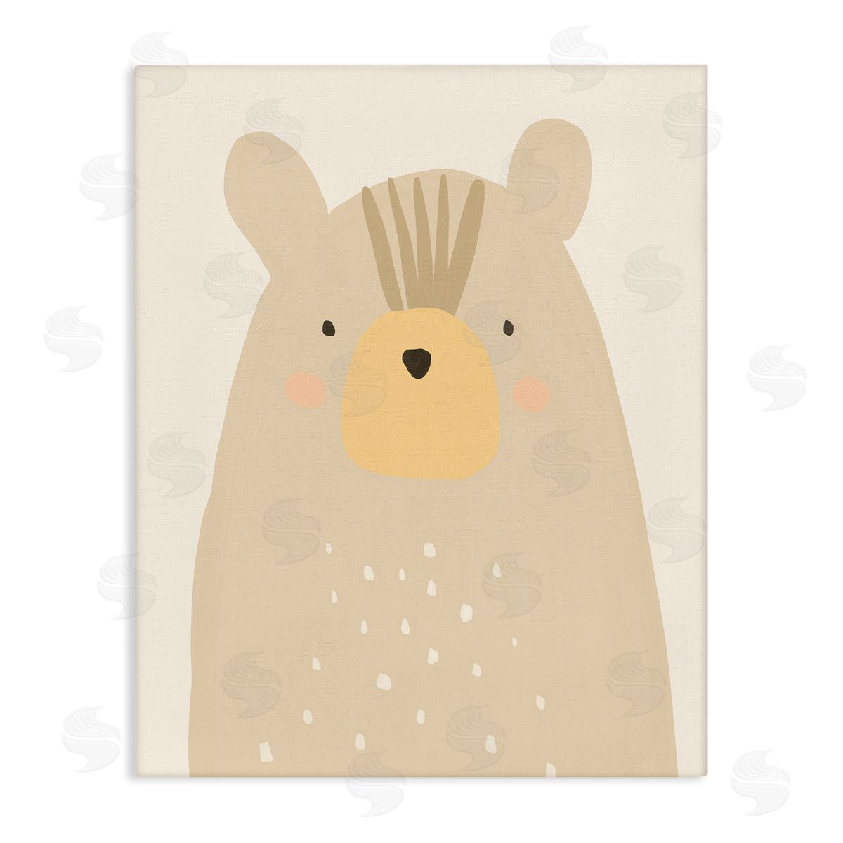 Heather McLaughlin Charming Brown Bear Casual Animal Drawing Stretched Canvas Wall Art Print