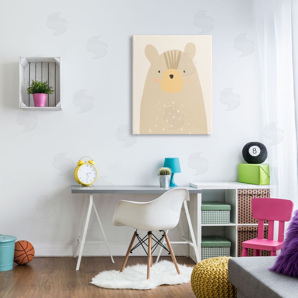 Heather McLaughlin Charming Brown Bear Casual Animal Drawing Canvas Wall Art Print in Room
