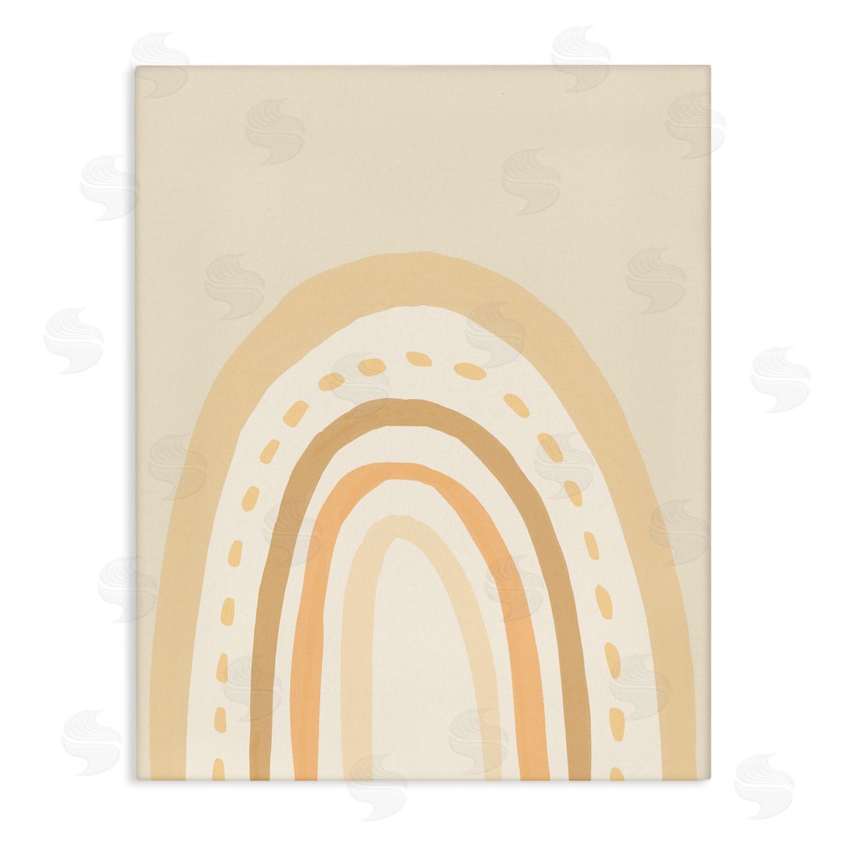 Heather McLaughlin Minimal Rainbow Stripes Neutral Tones Dashed Lines Stretched Canvas Wall Art Print