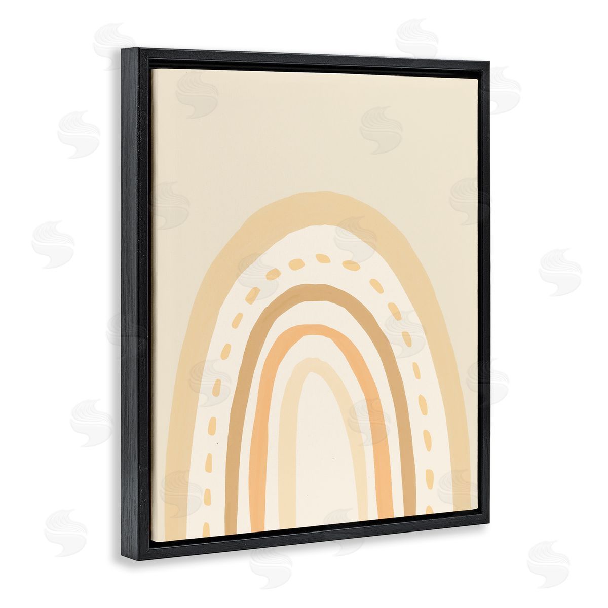 Heather McLaughlin Minimal Rainbow Stripes Neutral Tones Dashed Lines Black Floating Frame Canvas Wall Art Print