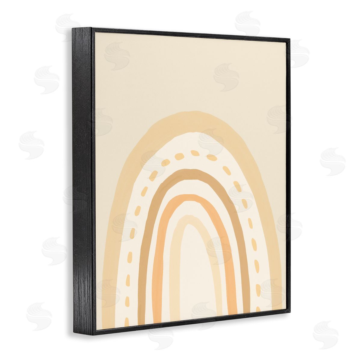 Heather McLaughlin Minimal Rainbow Stripes Neutral Tones Dashed Lines Black Framed Giclee Wall Art Print