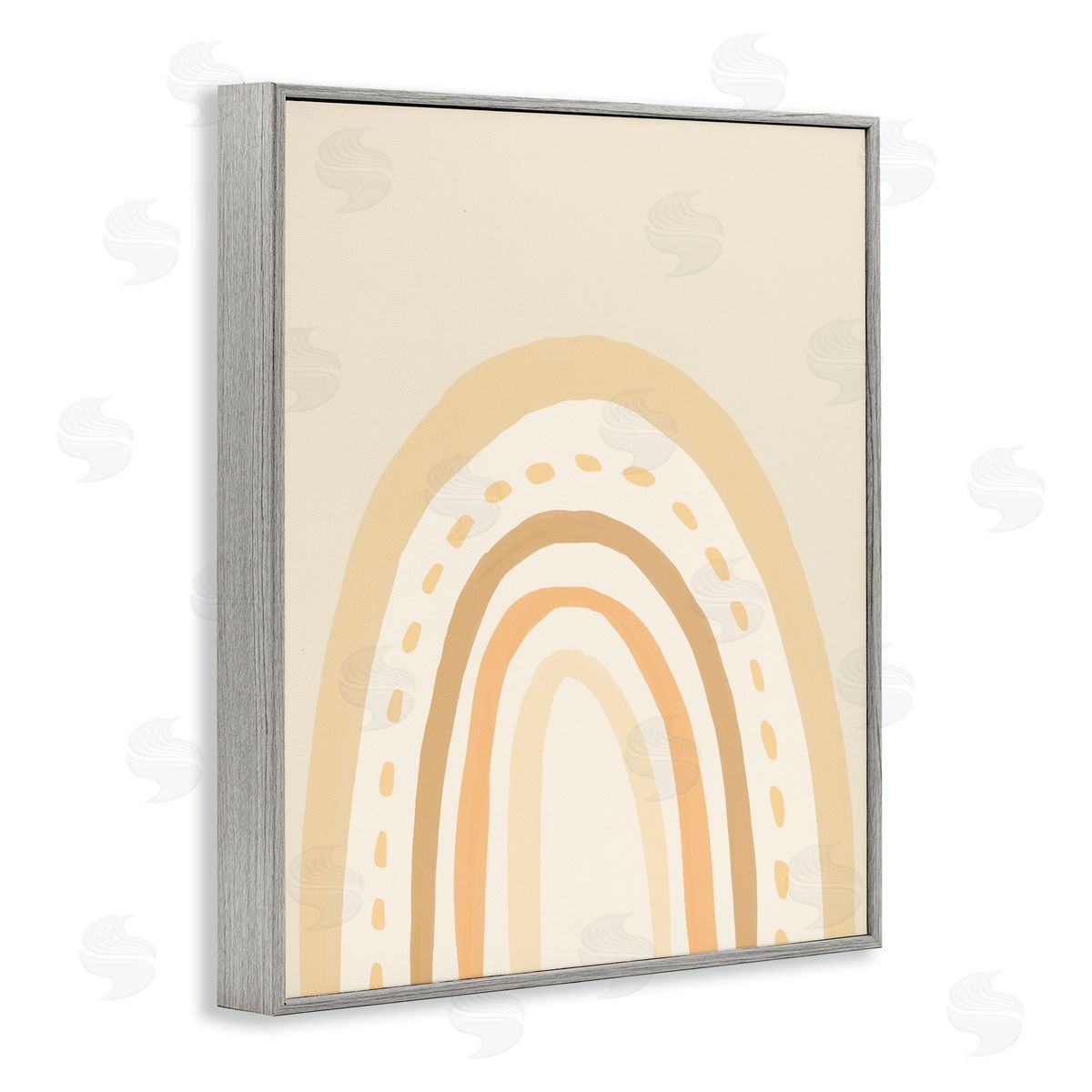 Heather McLaughlin Minimal Rainbow Stripes Neutral Tones Dashed Lines Gray Framed Giclee Wall Art Print