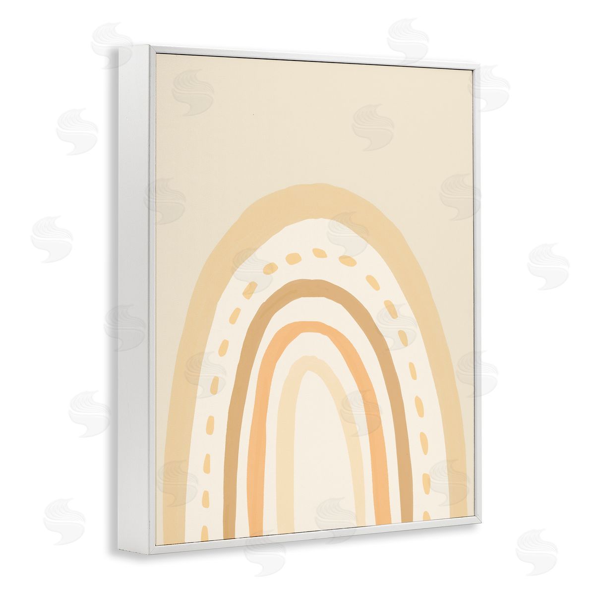 Heather McLaughlin Minimal Rainbow Stripes Neutral Tones Dashed Lines White Framed Giclee Wall Art Print