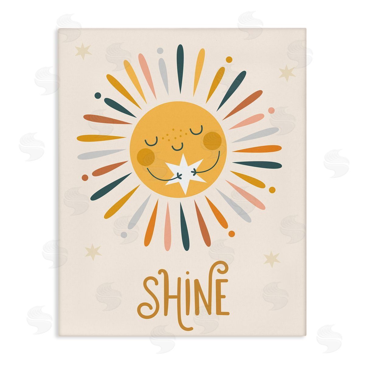 Ilis Avilés Shine Phrase Uplifting Sun Rays Hugging Star  Stretched Canvas Wall Art Print