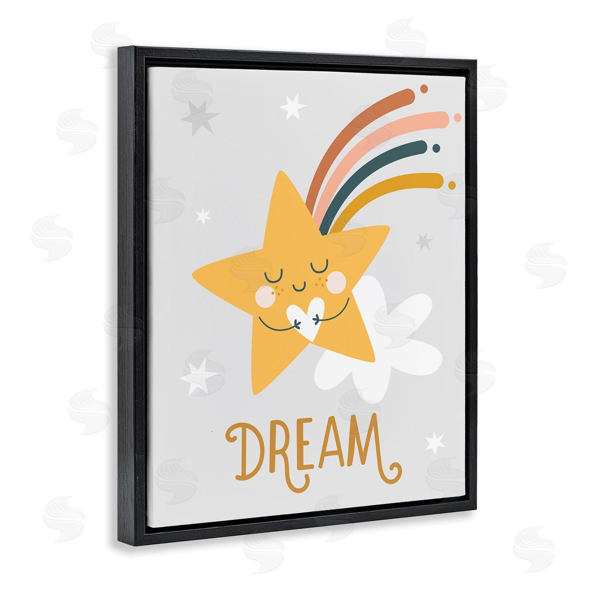 Ilis Avilés Shooting Star Smile Casual Dream Calligraphy Pattern Black Floating Frame Canvas Wall Art Print