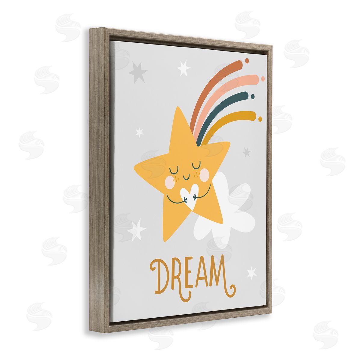 Ilis Avilés Shooting Star Smile Casual Dream Calligraphy Pattern Brown Floating Frame Canvas Wall Art Print