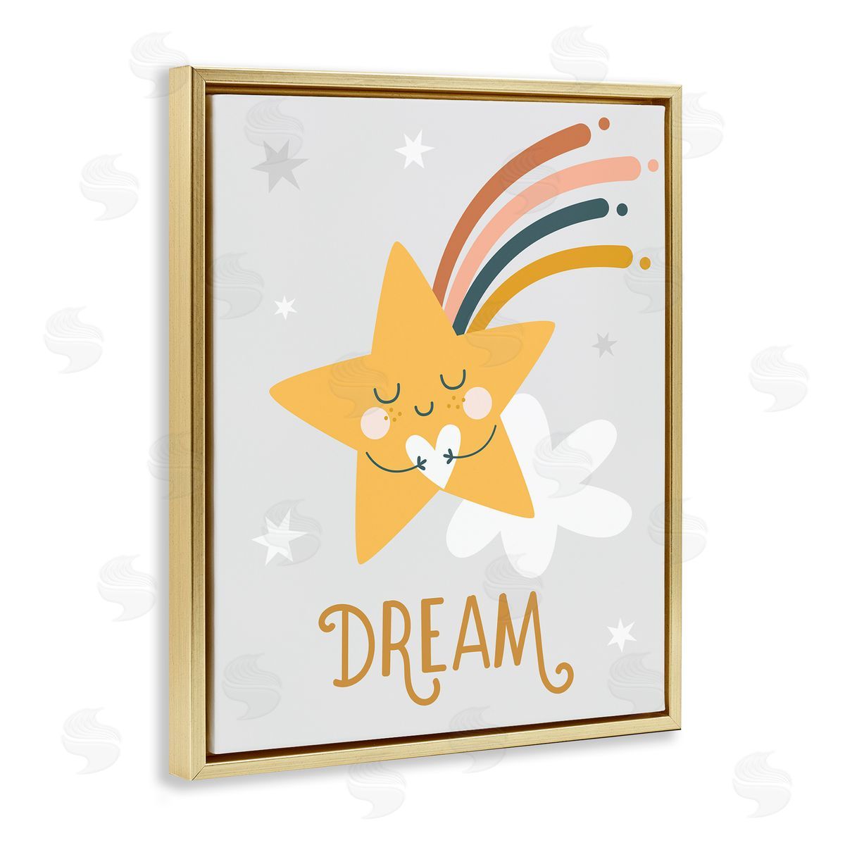 Ilis Avilés Shooting Star Smile Casual Dream Calligraphy Pattern Gold Floating Frame Canvas Wall Art Print
