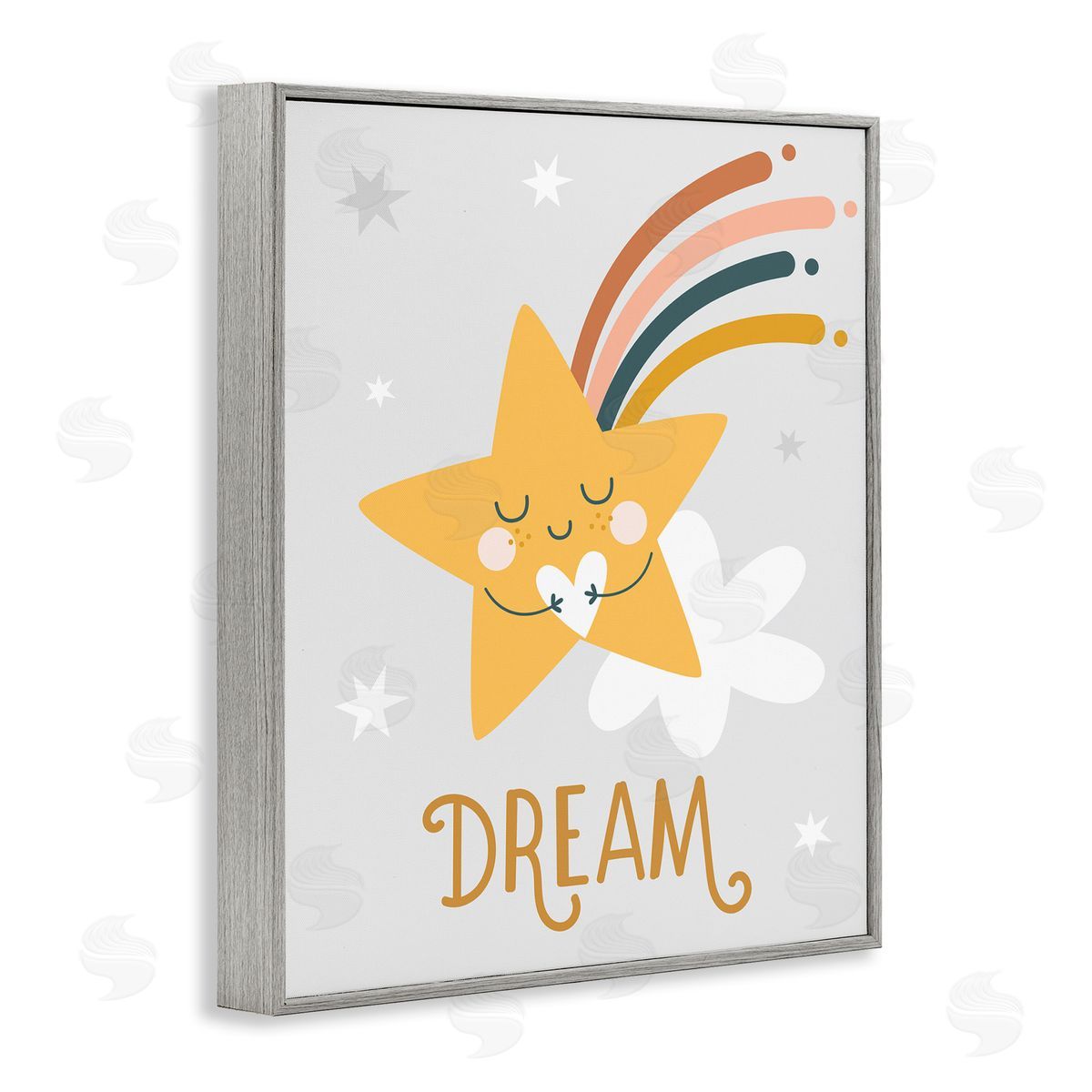Ilis Avilés Shooting Star Smile Casual Dream Calligraphy Pattern Gray Framed Giclee Wall Art Print
