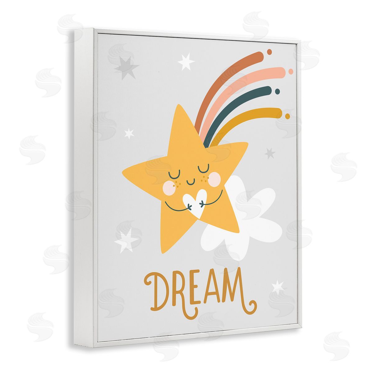 Ilis Avilés Shooting Star Smile Casual Dream Calligraphy Pattern White Framed Giclee Wall Art Print