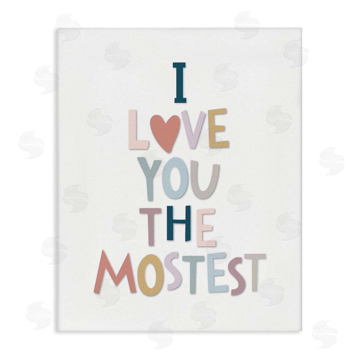 Ilene Segal Love You The Mostest Playful Pastel Typography Phrase Stretched Canvas Wall Art Print