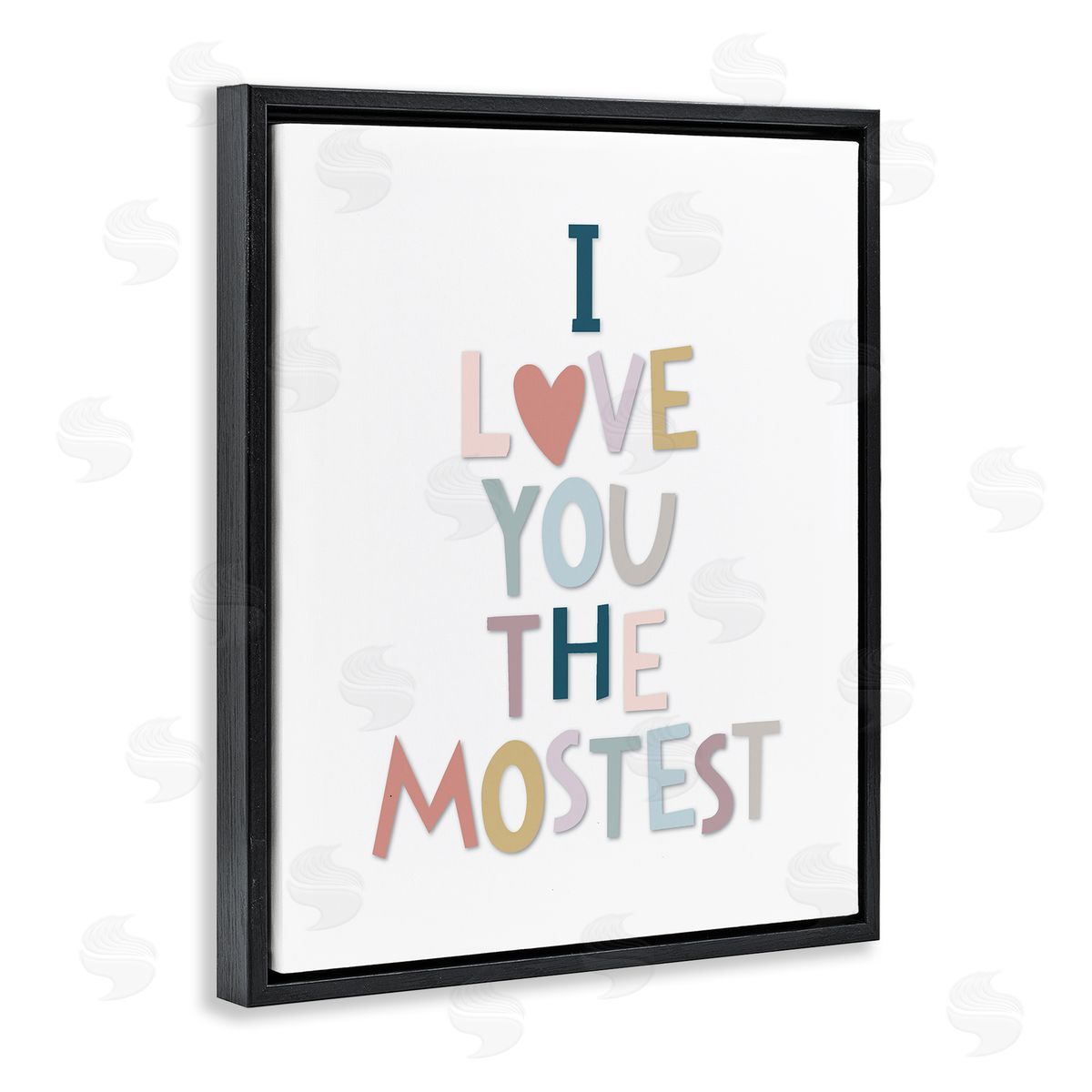 Ilene Segal Love You The Mostest Playful Pastel Typography Phrase Black Floating Frame Canvas Wall Art Print