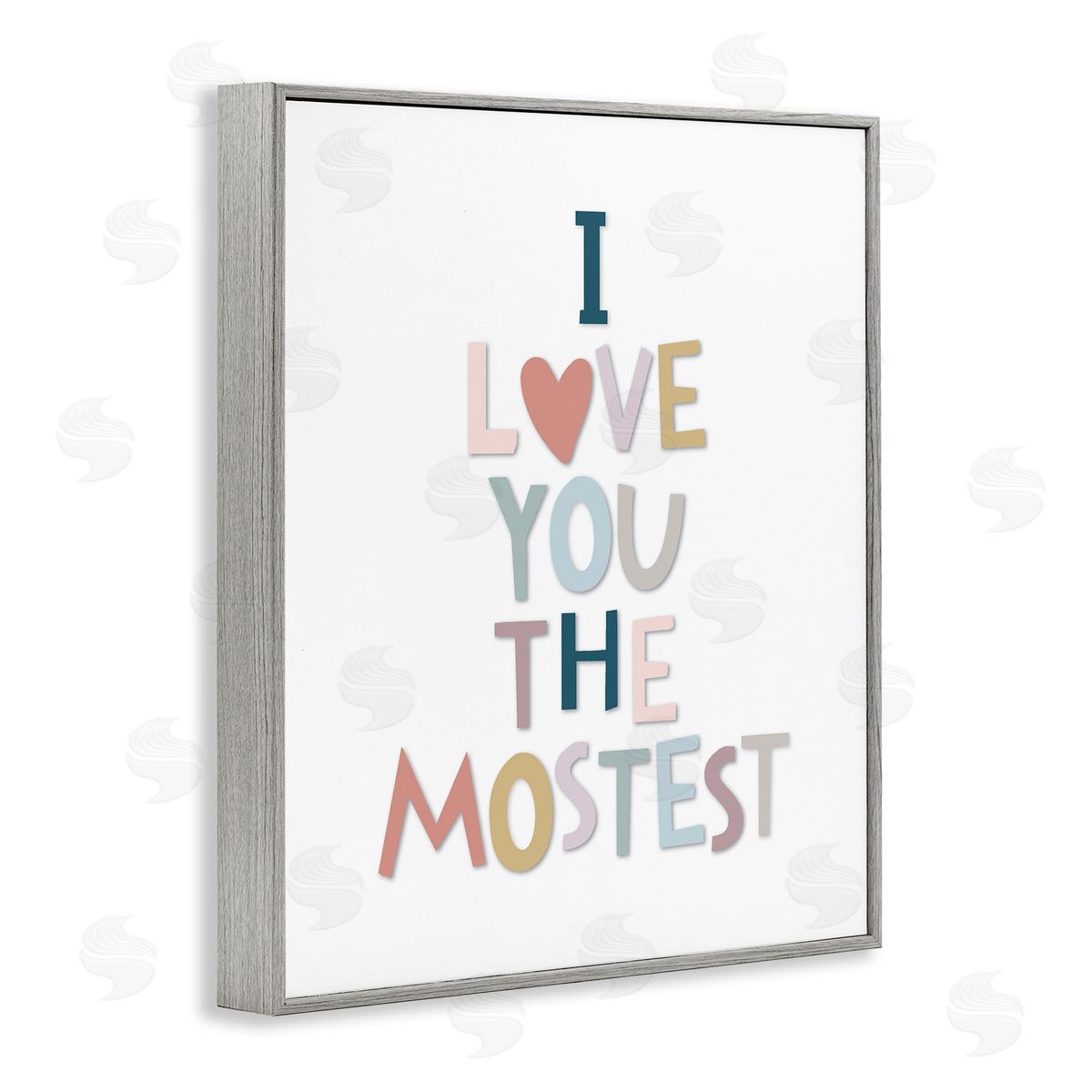 Ilene Segal Love You The Mostest Playful Pastel Typography Phrase Gray Framed Giclee Wall Art Print