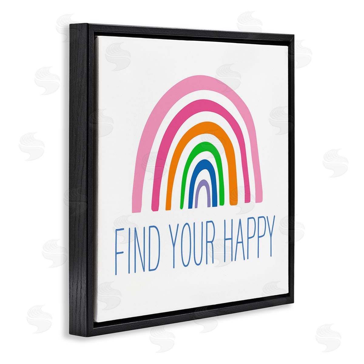 Ilene Segal Find Your Happy Uplifting Rainbow Simple Stripes  Black Floating Frame Canvas Wall Art Print
