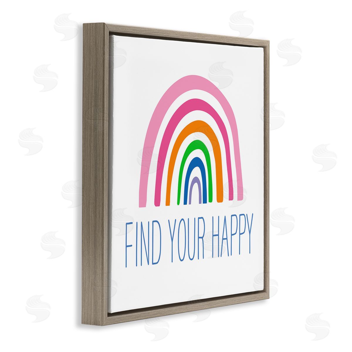 Ilene Segal Find Your Happy Uplifting Rainbow Simple Stripes  Brown Floating Frame Canvas Wall Art Print