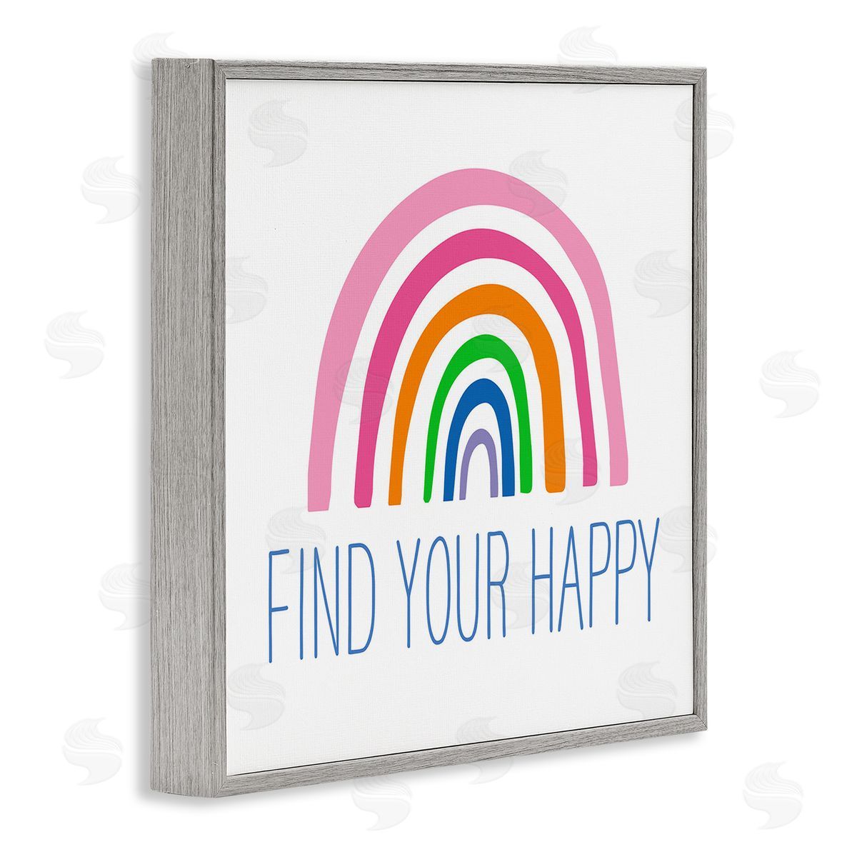 Ilene Segal Find Your Happy Uplifting Rainbow Simple Stripes  Gray Framed Glicee Wall Art Print