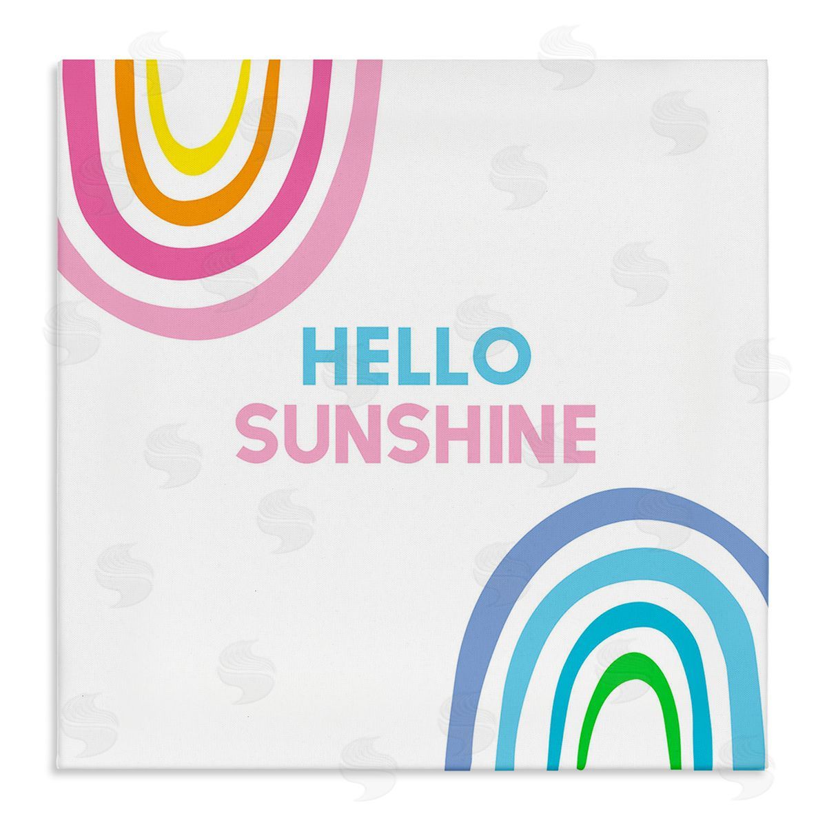 Ilene Segal Hello Sunshine Pastel Greeting Pink Blue Rainbows  Stretched Canvas Wall Art Print