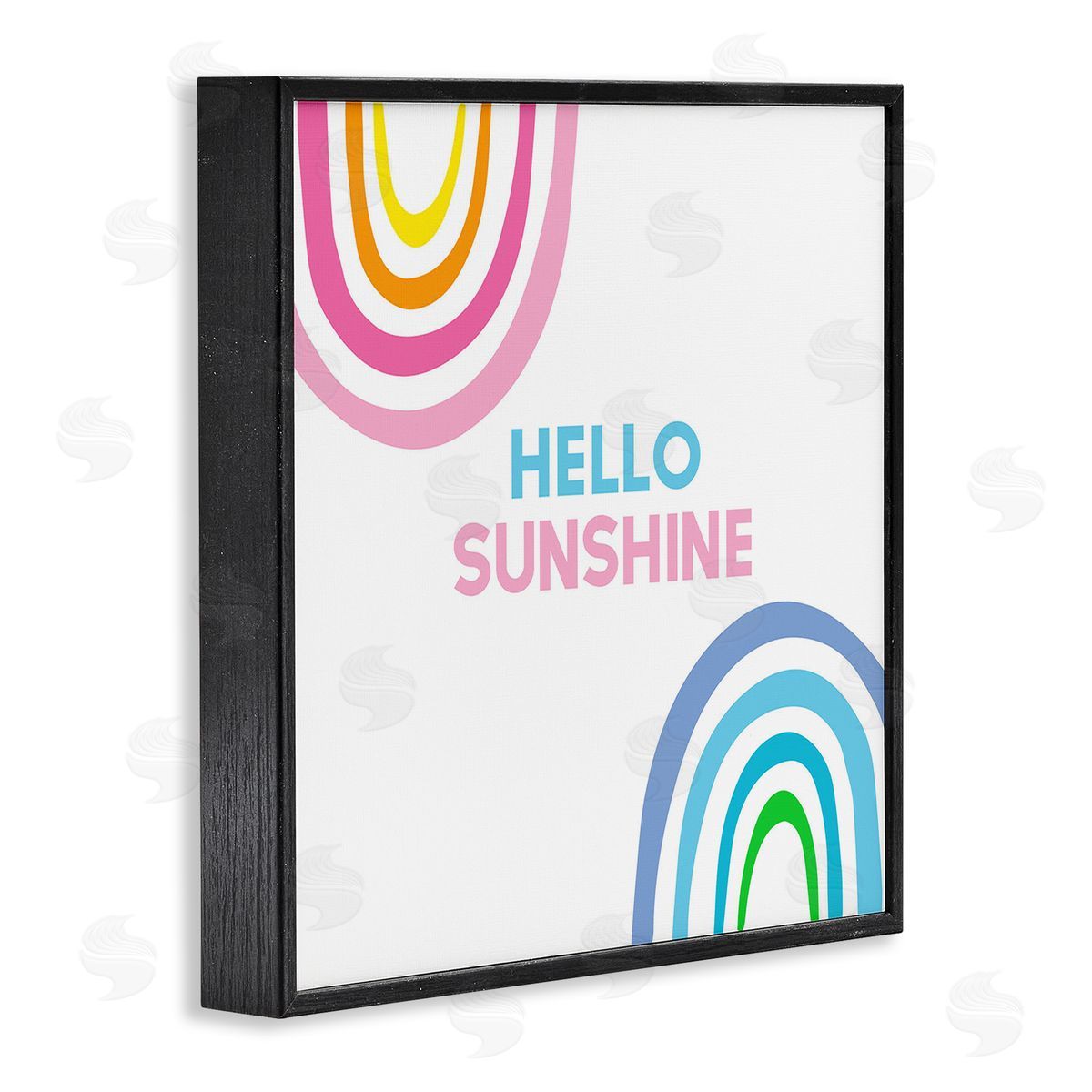 Ilene Segal Hello Sunshine Pastel Greeting Pink Blue Rainbows  Black Framed Glicee Wall Art Print