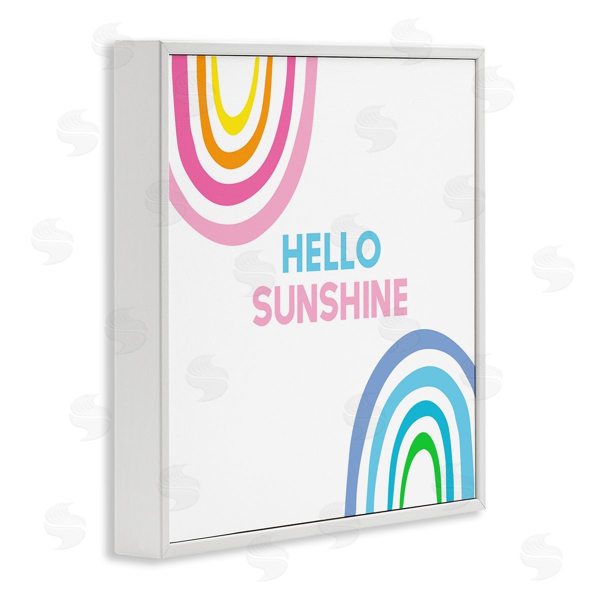 Ilene Segal Hello Sunshine Pastel Greeting Pink Blue Rainbows  White Framed Glicee Wall Art Print