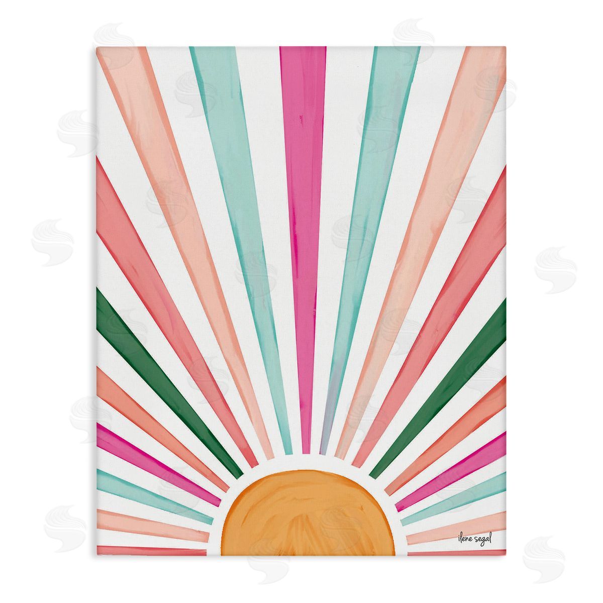 Ilene Segal Whimsical Sun Rays Shining Playful Nature Painting Stretched Canvas Wall Art Print