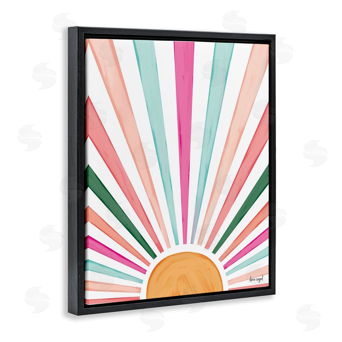 Ilene Segal Whimsical Sun Rays Shining Playful Nature Painting Black Floating Frame Canvas Wall Art Print