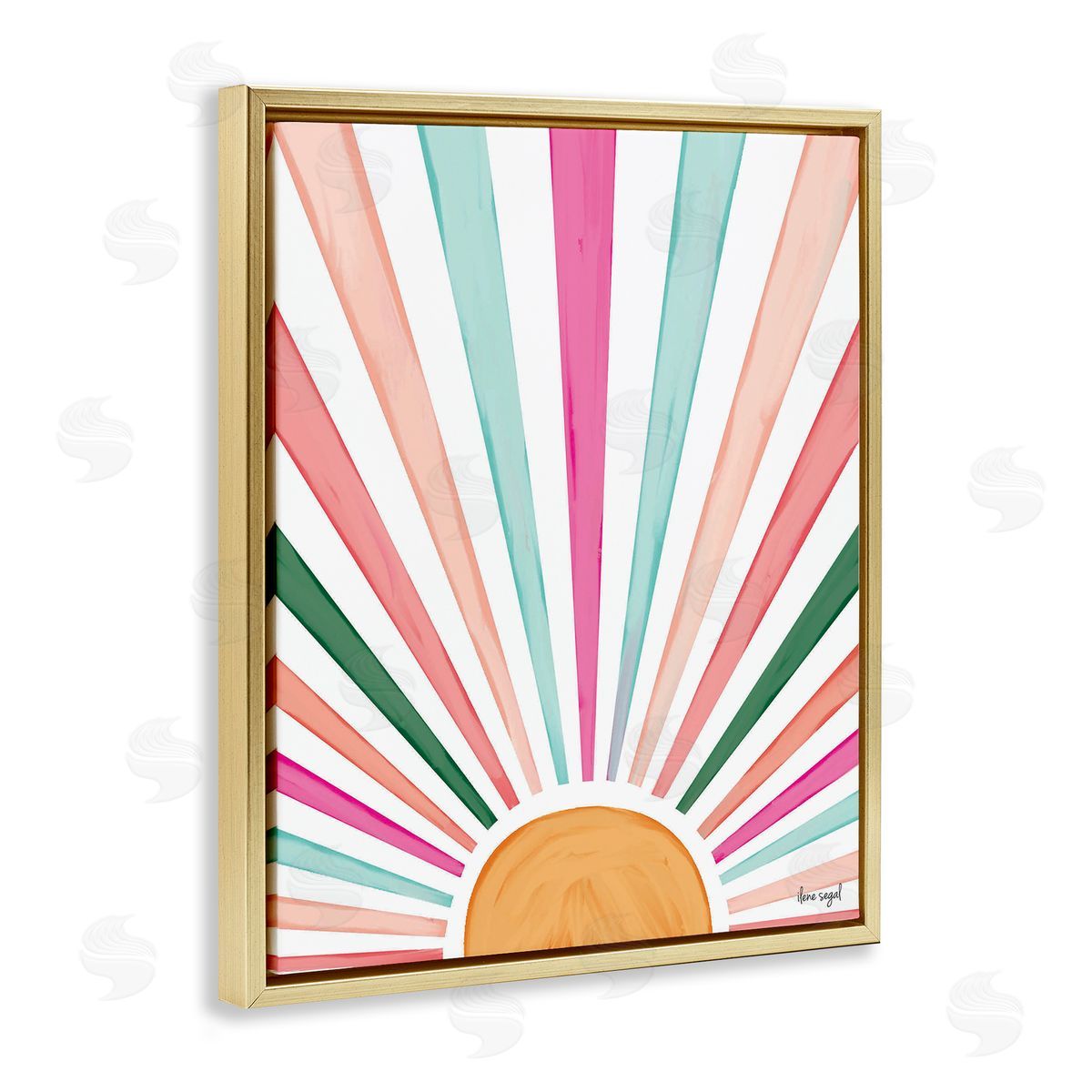 Ilene Segal Whimsical Sun Rays Shining Playful Nature Painting Gold Floating Frame Canvas Wall Art Print