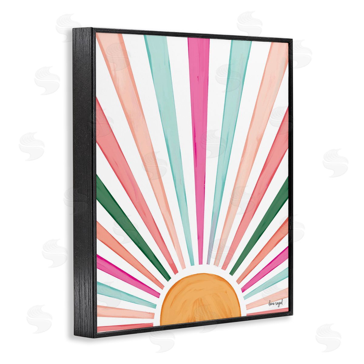 Ilene Segal Whimsical Sun Rays Shining Playful Nature Painting Black Framed Giclee Wall Art Print