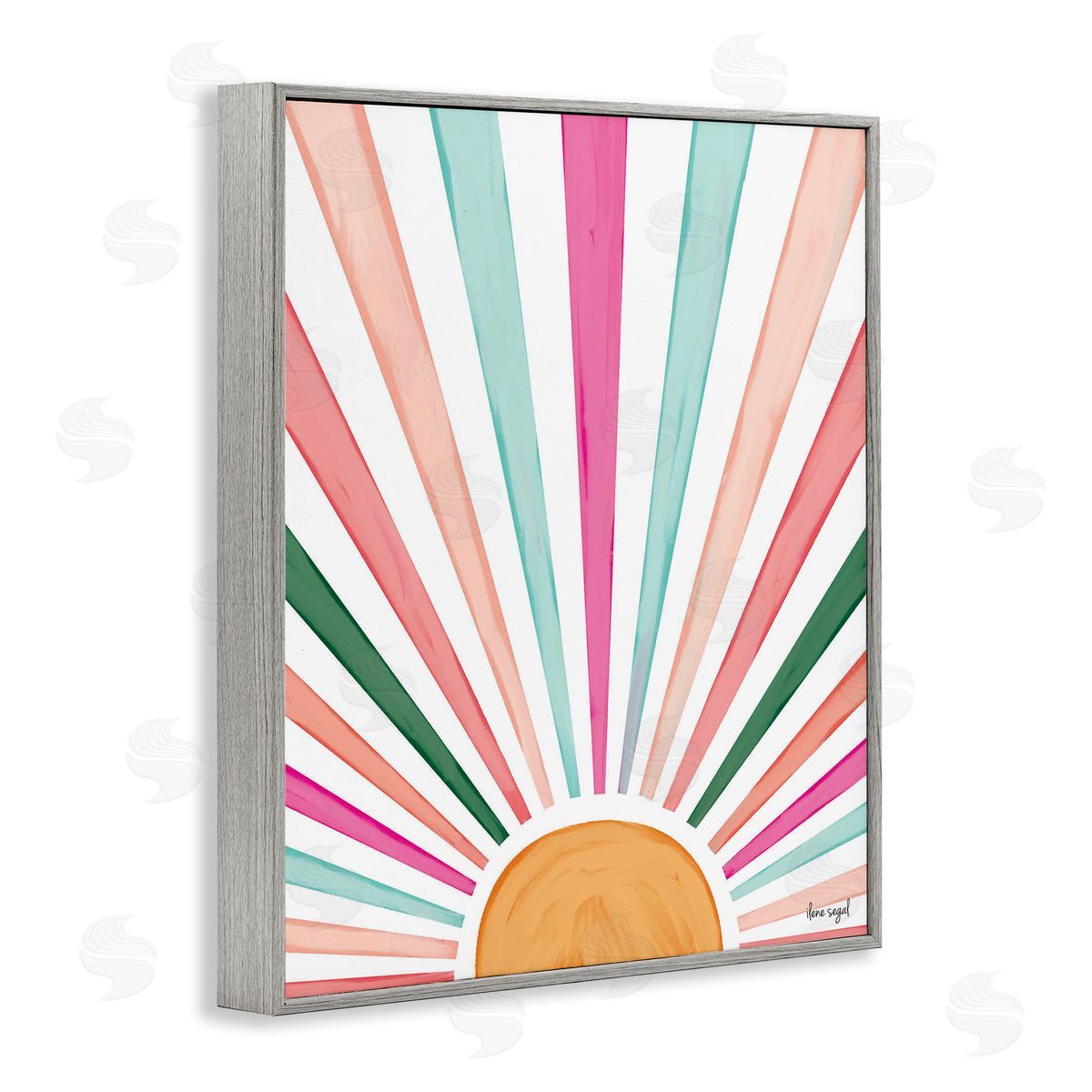 Ilene Segal Whimsical Sun Rays Shining Playful Nature Painting Gray Framed Giclee Wall Art Print
