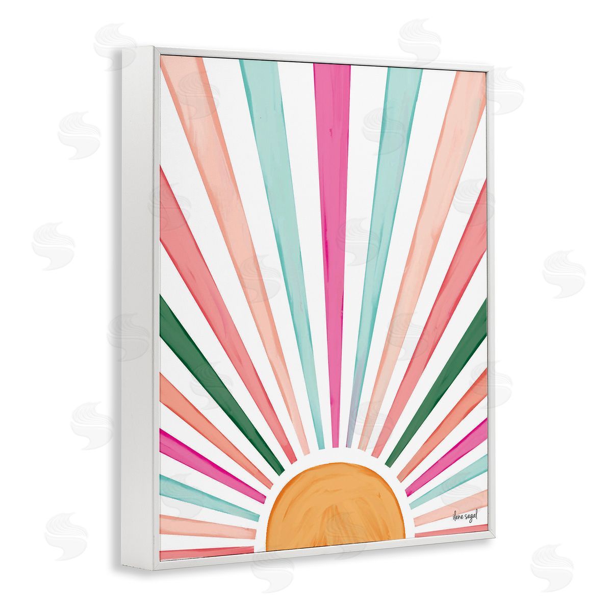 Ilene Segal Whimsical Sun Rays Shining Playful Nature Painting White Framed Giclee Wall Art Print